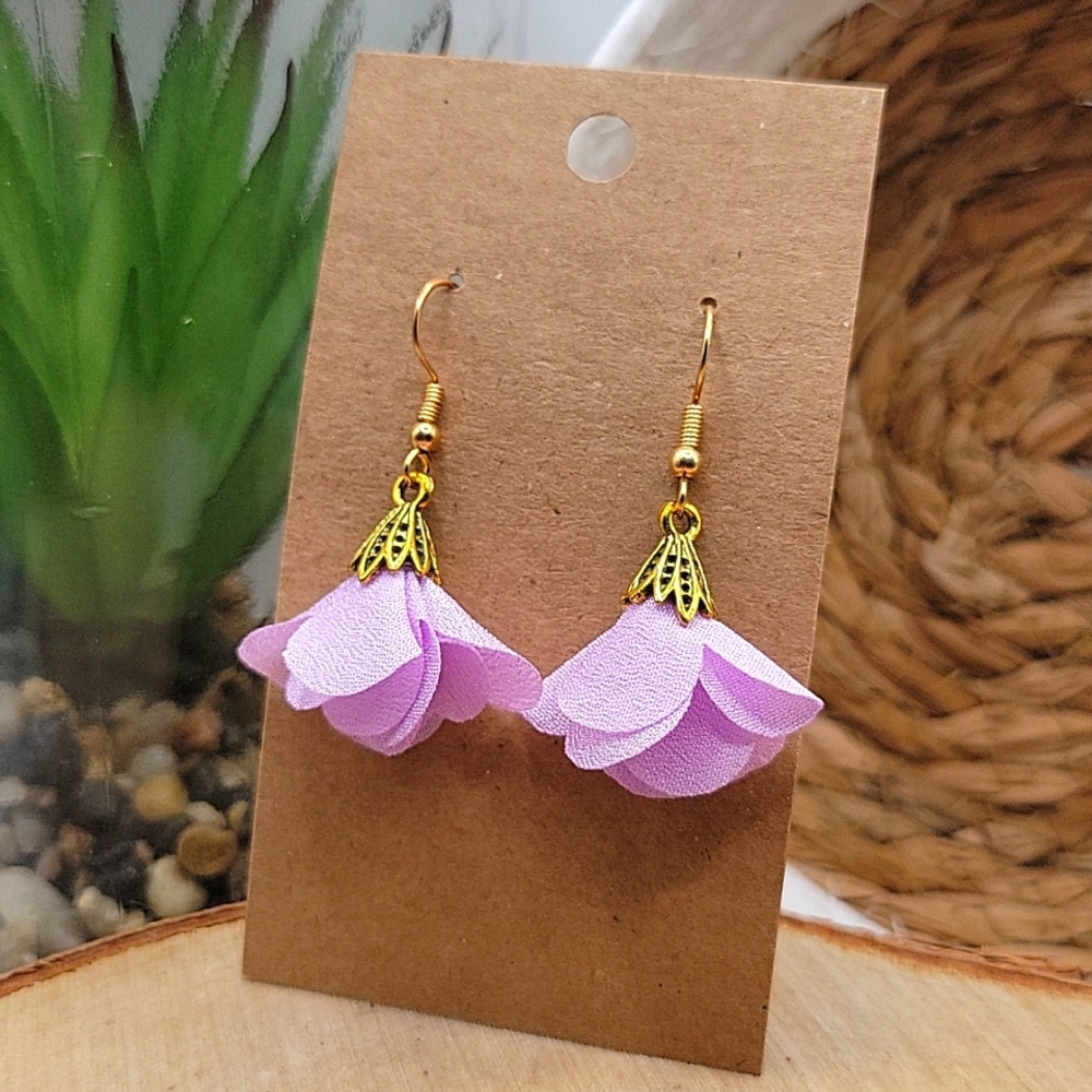 2/$10 lavender flower tassle earrings